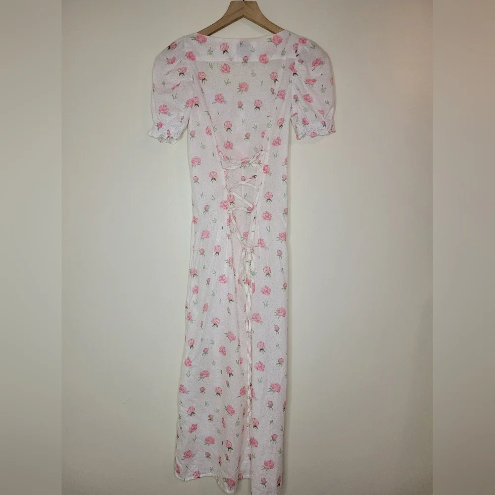Sleeper Marquise 100% linen dress in roses, sz xs - Picture 9 of 13